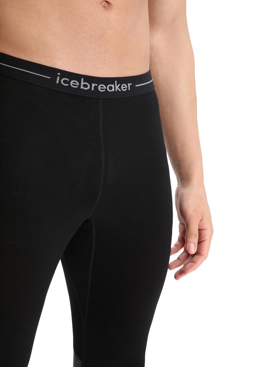 Men's Icebreaker 200 ZoneKnit™ Merino Leggings Base Layers Black / Jet Heather | CA 1606CTVE